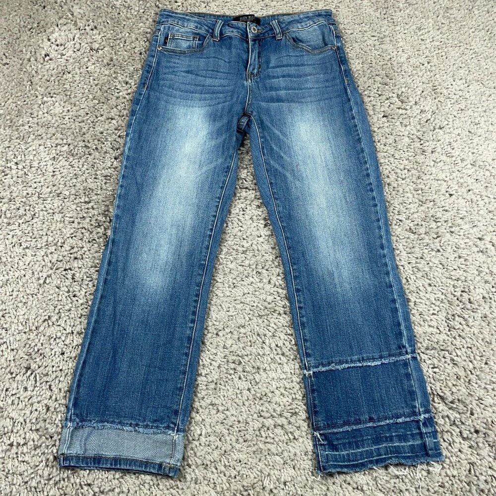 Judy Blue Jeans Women's Size 7 (Actual 29x26) Straight Fit Mismatch Patch Hems